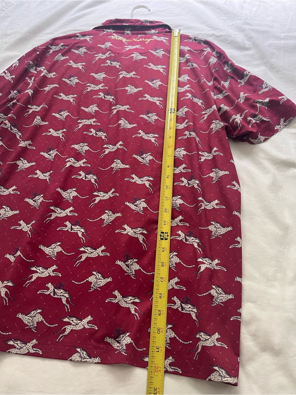 William Murray Golf Polo Men’s XL Red Here Kitty Kitty Flying Cheetah UPF 50+ - Picture 9 of 9
